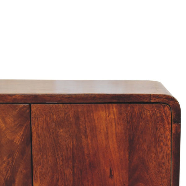 HomeRoots 26" Brown Solid Mango Wood Accent Cabinet - Mid-Century Modern Design with Smart Storage Solutions 654285
