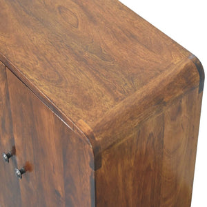 HomeRoots 26" Brown Solid Mango Wood Accent Cabinet - Mid-Century Modern Design with Smart Storage Solutions 654285