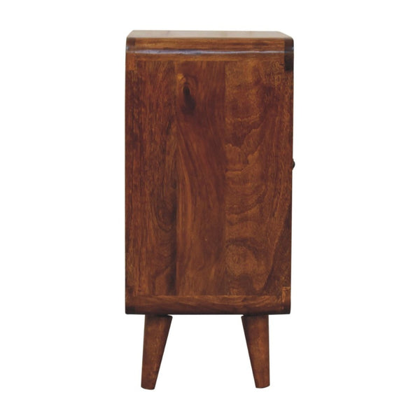 HomeRoots 26" Brown Solid Mango Wood Accent Cabinet - Mid-Century Modern Design with Smart Storage Solutions 654285