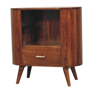 HomeRoots 30" Chestnut Solid Wood Oval Accent Cabinet - Stylish Storage with Artisanal Charm for Any Room 654288