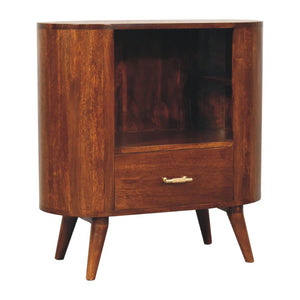 HomeRoots 30" Chestnut Solid Wood Oval Accent Cabinet - Stylish Storage with Artisanal Charm for Any Room 654288