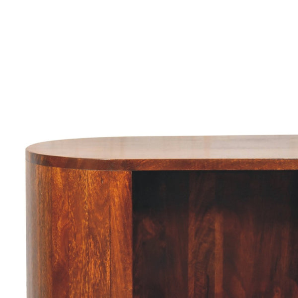 HomeRoots 30" Chestnut Solid Wood Oval Accent Cabinet - Stylish Storage with Artisanal Charm for Any Room 654288