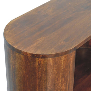 HomeRoots 30" Chestnut Solid Wood Oval Accent Cabinet - Stylish Storage with Artisanal Charm for Any Room 654288