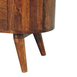 HomeRoots 30" Chestnut Solid Wood Oval Accent Cabinet - Stylish Storage with Artisanal Charm for Any Room 654288