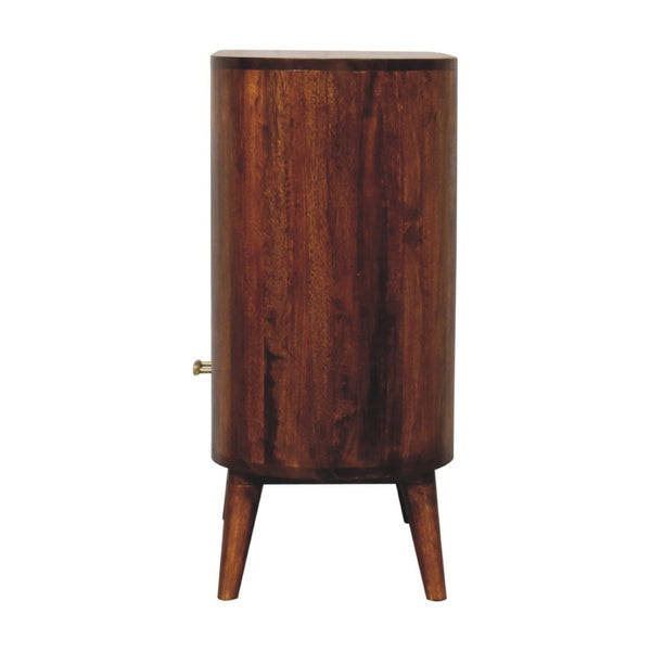 HomeRoots 30" Chestnut Solid Wood Oval Accent Cabinet - Stylish Storage with Artisanal Charm for Any Room 654288