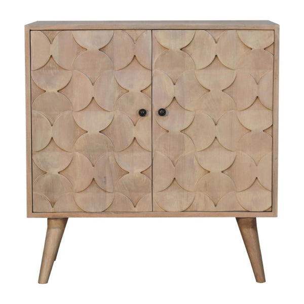 HomeRoots 31" Ivory Distressed Solid Wood Accent Cabinet - Rustic Two-Door Storage for Home Décor & Organization 654289