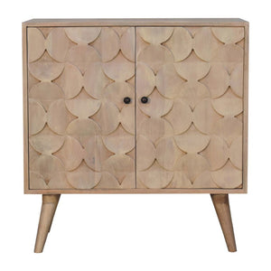 HomeRoots 31" Ivory Distressed Solid Wood Accent Cabinet - Rustic Two-Door Storage for Home Décor & Organization 654289