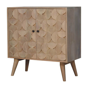 HomeRoots 31" Ivory Distressed Solid Wood Accent Cabinet - Rustic Two-Door Storage for Home Décor & Organization 654289