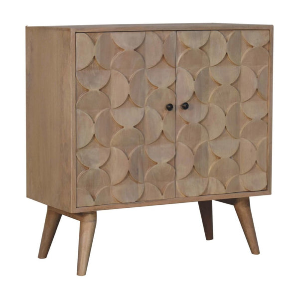 HomeRoots 31" Ivory Distressed Solid Wood Accent Cabinet - Rustic Two-Door Storage for Home Décor & Organization 654289