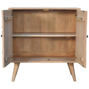 HomeRoots 31" Ivory Distressed Solid Wood Accent Cabinet - Rustic Two-Door Storage for Home Décor & Organization 654289