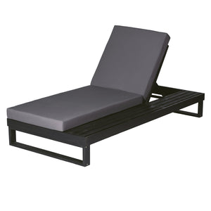 English Elm Black Acacia Hardwood Outdoor Chaise Lounge with Cushion and Built in Side Surface 65429.00CUSHDGRY_N770P407072B