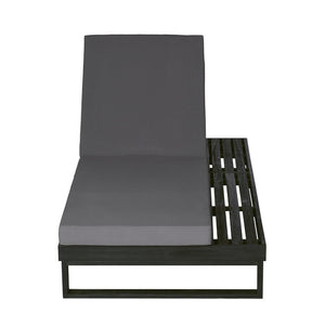 English Elm Black Acacia Hardwood Outdoor Chaise Lounge with Cushion and Built in Side Surface 65429.00CUSHDGRY_N770P407072B