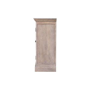 HomeRoots 35" Distressed Solid Wood Accent Cabinet with Glass Doors - Rustic Charm for Modern Farmhouse Style 654291