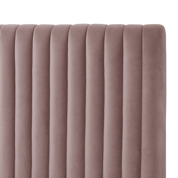 HomeRoots Blush Tufted Velvet Queen Bed Frame - Luxe Upholstered Platform Design with Cozy Modern Style 654296