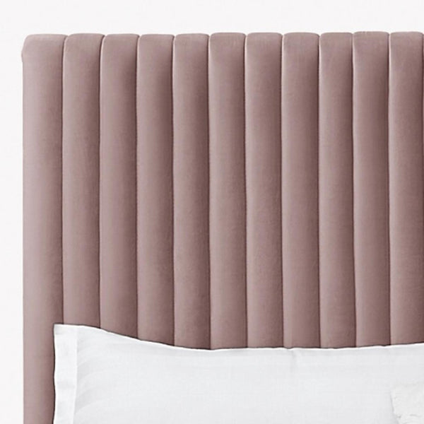HomeRoots Blush Tufted Velvet Queen Bed Frame - Luxe Upholstered Platform Design with Cozy Modern Style 654296
