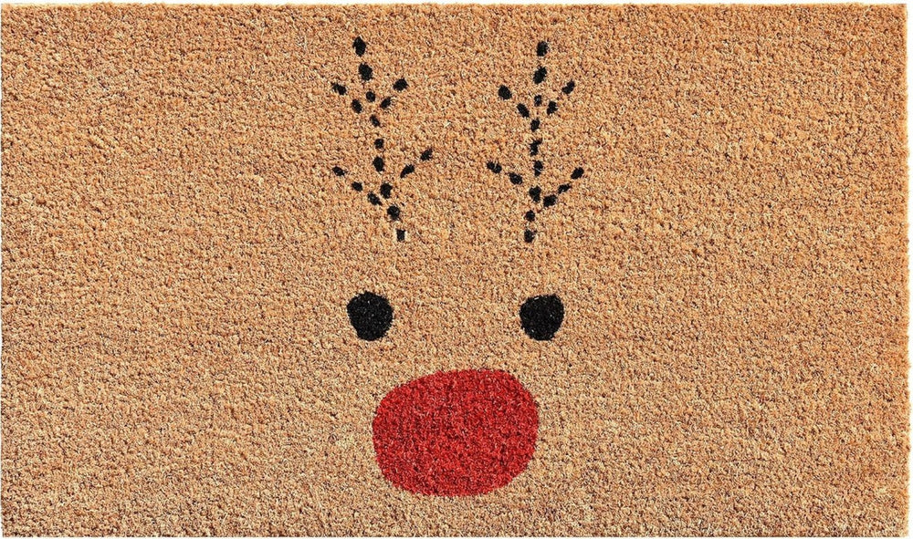 HomeRoots 36" Extra-Large Christmas Reindeer Coir Door Mat – Durable, Eco-Friendly, and Festive Entry Solution 3'x6' 654382