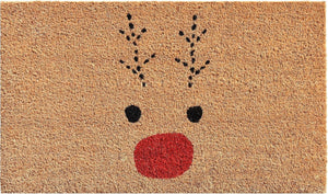 HomeRoots 36" Extra-Large Christmas Reindeer Coir Door Mat – Durable, Eco-Friendly, and Festive Entry Solution 3'x6' 654382