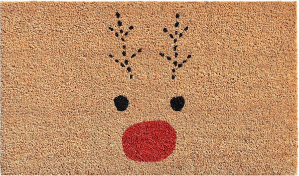 HomeRoots 36" Extra-Large Christmas Reindeer Coir Door Mat – Durable, Eco-Friendly, and Festive Entry Solution 3'x6' 654382