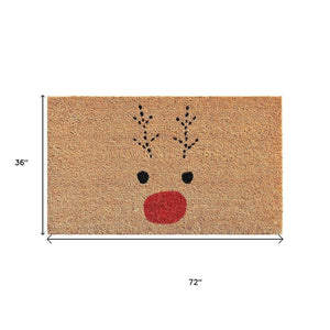 HomeRoots 36" Extra-Large Christmas Reindeer Coir Door Mat – Durable, Eco-Friendly, and Festive Entry Solution 3'x6' 654382