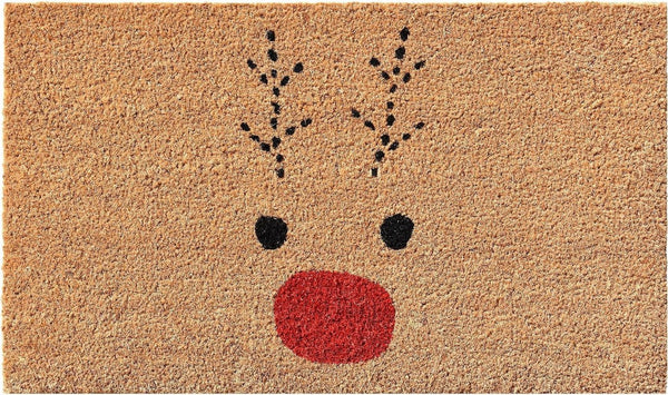HomeRoots 36" Extra-Large Christmas Reindeer Coir Door Mat – Durable, Eco-Friendly, and Festive Entry Solution 3'x6' 654382