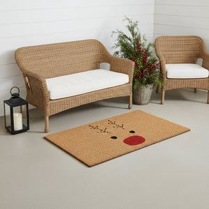 HomeRoots 36" Extra-Large Christmas Reindeer Coir Door Mat – Durable, Eco-Friendly, and Festive Entry Solution 3'x6' 654382