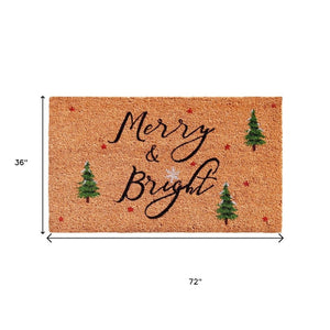 HomeRoots 36" Merry and Bright Coir Door Mat - Festive Eco-Friendly Runner for Holiday Cheer and Durability 3'x6' 654410