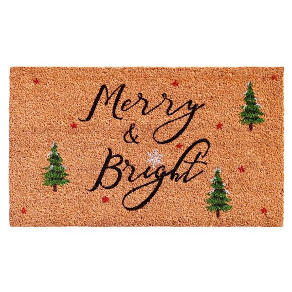 HomeRoots 36" Merry and Bright Coir Door Mat - Festive Eco-Friendly Runner for Holiday Cheer and Durability 3'x6' 654410