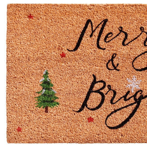 HomeRoots 36" Merry and Bright Coir Door Mat - Festive Eco-Friendly Runner for Holiday Cheer and Durability 3'x6' 654410