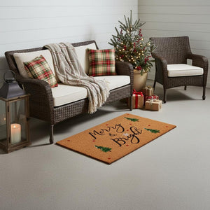 HomeRoots 36" Merry and Bright Coir Door Mat - Festive Eco-Friendly Runner for Holiday Cheer and Durability 3'x6' 654410