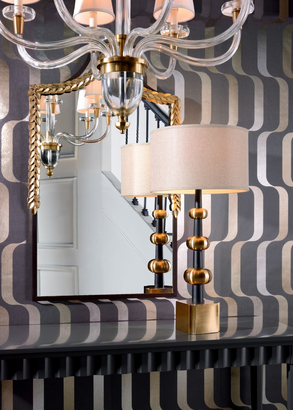 Wildwood Hudson Hand-Finished Iron Table Lamp With Graduated Brass Ovals — Compact Sculptural Accent Light 65444