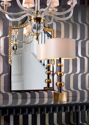 Wildwood Hudson Hand-Finished Iron Table Lamp With Graduated Brass Ovals — Compact Sculptural Accent Light 65444