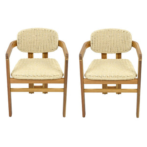 English Elm Outdoor Acacia and Rattan Armchair Set Two Ergonomic Seats for Patio Garden N719P431083N
