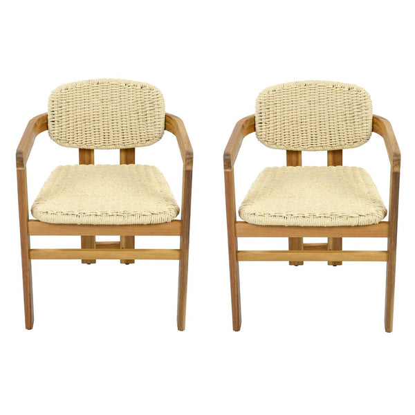 English Elm Outdoor Acacia and Rattan Armchair Set Two Ergonomic Seats for Patio Garden N719P431083N