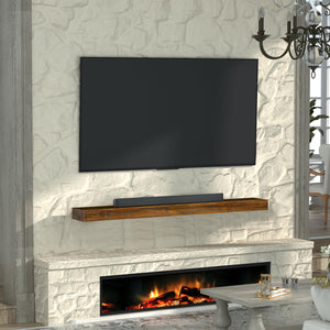 English Elm Fireplace Mantel - Handcrafted Solid Wood Floating Shelf, Dark Chocolate Finish For Stylish Display T3210P391502