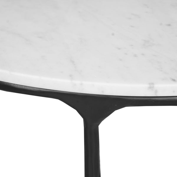 HomeRoots 55" Round Marble and Iron Coffee Table - Modern Minimalist Design with Durable Cross Legs for Any Space 654550