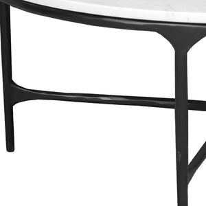HomeRoots 55" Round Marble and Iron Coffee Table - Modern Minimalist Design with Durable Cross Legs for Any Space 654550