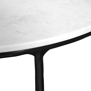 HomeRoots 36" Half Moon Console Table - Elegant White Marble Top with Black Iron Base for Modern Spaces 654552