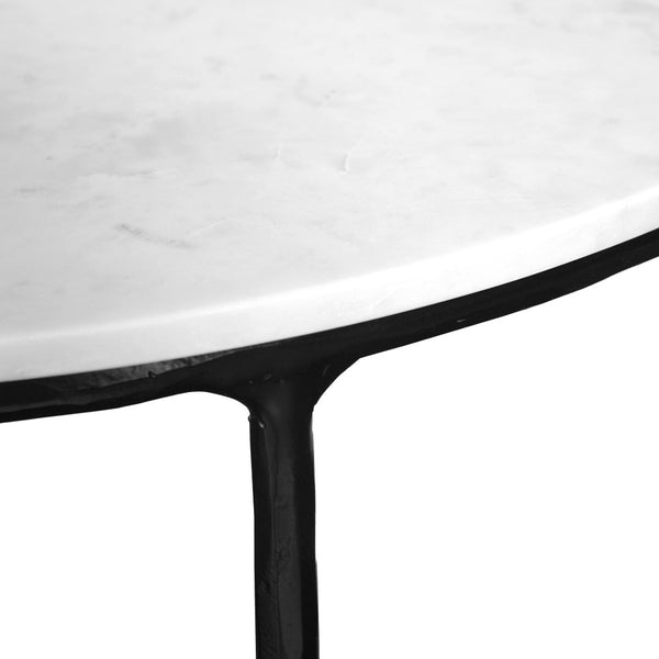 HomeRoots 36" Half Moon Console Table - Elegant White Marble Top with Black Iron Base for Modern Spaces 654552