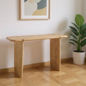 HomeRoots 52" Natural Solid Wood Console Table – Timeless Handcrafted Charm for Entryway, Living Room & More 654553