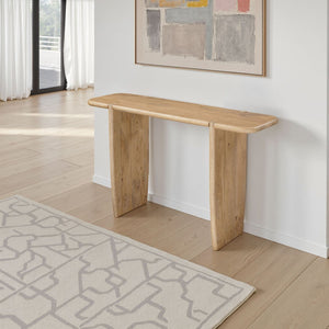 HomeRoots 52" Natural Solid Wood Console Table – Timeless Handcrafted Charm for Entryway, Living Room & More 654553