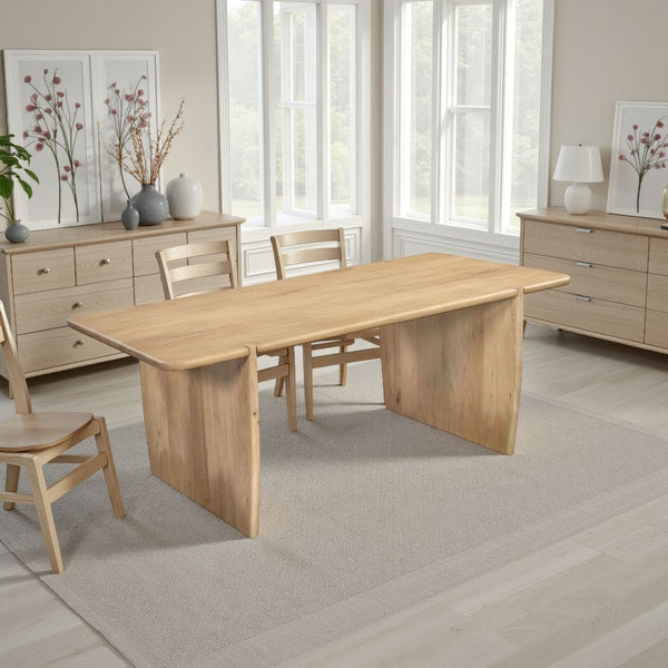 HomeRoots 80" Natural Wood Double Pedestal Dining Table - Rustic Mango Wood, Seats 8, Versatile & Stylish Design 654554
