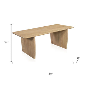 HomeRoots 80" Natural Wood Double Pedestal Dining Table - Rustic Mango Wood, Seats 8, Versatile & Stylish Design 654554