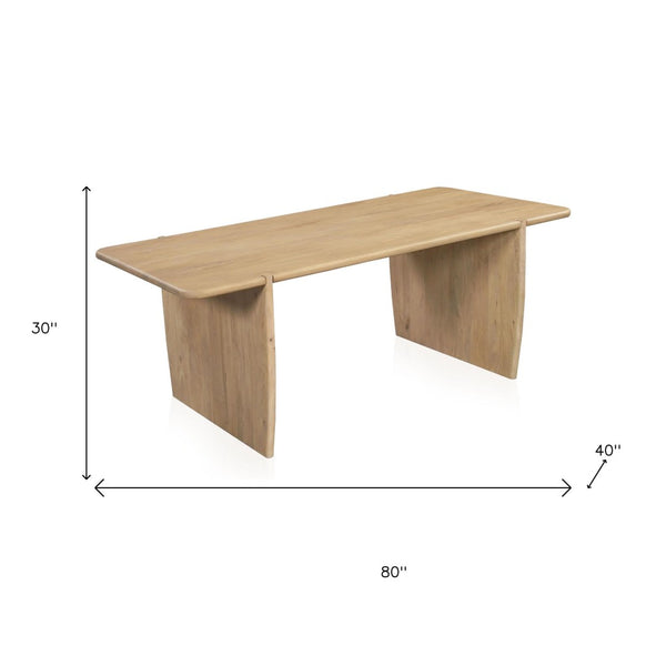 HomeRoots 80" Natural Wood Double Pedestal Dining Table - Rustic Mango Wood, Seats 8, Versatile & Stylish Design 654554