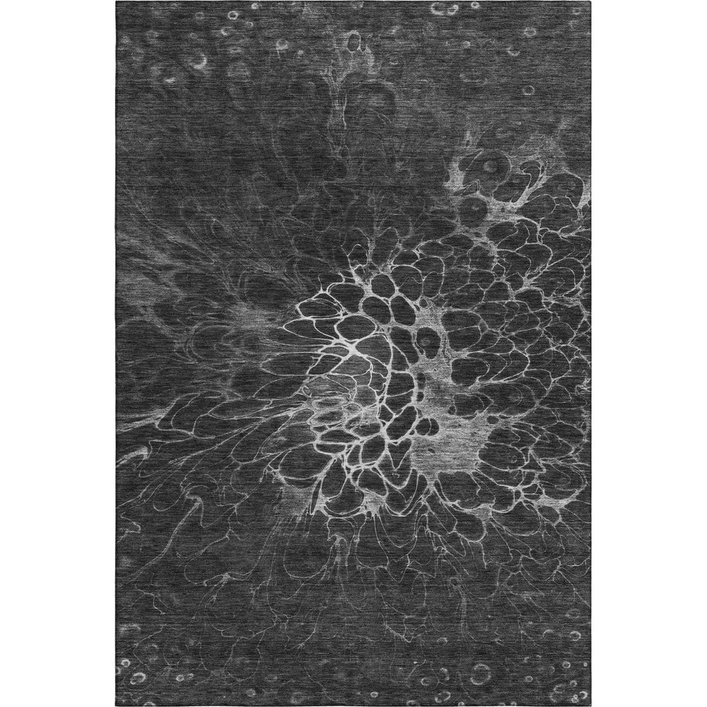 HomeRoots 10' X 14' Charcoal & Silver Abstract Washable Area Rug – Stylish, Durable, UV-Protected for Busy Homes 654560