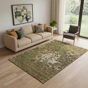 HomeRoots 5' X 8' Chocolate and Silver Abstract Area Rug – Washable, Stain-Resistant with UV Protection! 654562