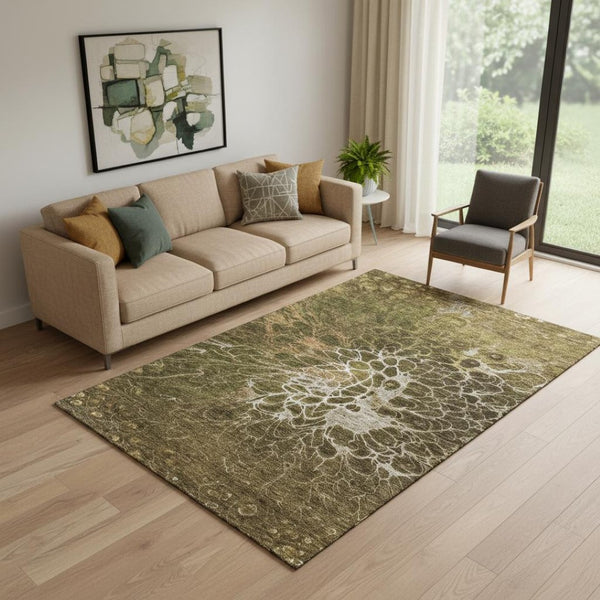 HomeRoots 5' X 8' Chocolate and Silver Abstract Area Rug – Washable, Stain-Resistant with UV Protection! 654562
