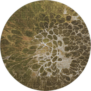 HomeRoots 8' Chocolate and Silver Abstract Washable Round Rug - UV Protected, Modern Design for Busy Homes 654563