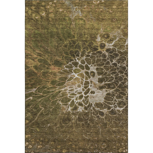 HomeRoots 8' X 10' Chocolate & Silver Abstract Washable Area Rug with UV Protection for Busy Homes & Style 654564