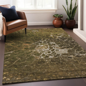 HomeRoots 8' X 10' Chocolate & Silver Abstract Washable Area Rug with UV Protection for Busy Homes & Style 654564