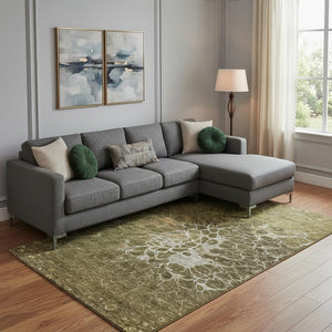 HomeRoots 8' X 10' Chocolate & Silver Abstract Washable Area Rug with UV Protection for Busy Homes & Style 654564